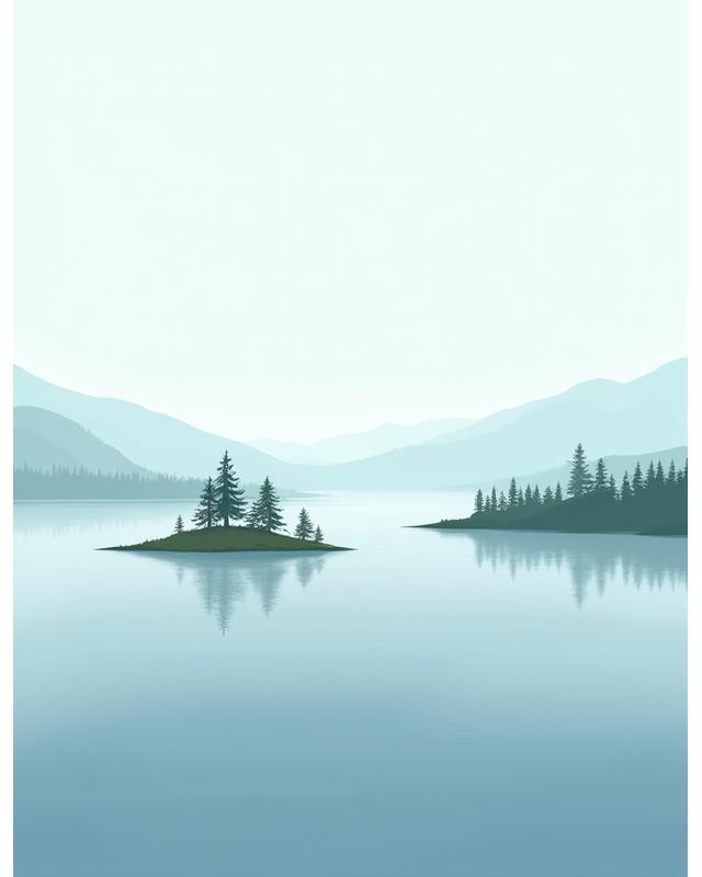 Illustrativ tapet som viser en rolig norsk skjærgård med små øyer og sjømerker.